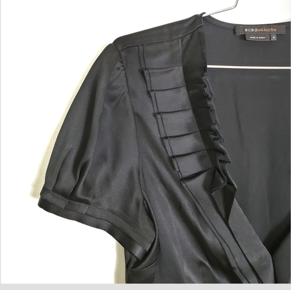 BCBGMaxAzria Tops - BCBG Silk Stretch Ruffle Blouse